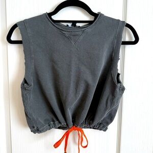Fashion Nova Gray Muscle Tee with Orange Accent